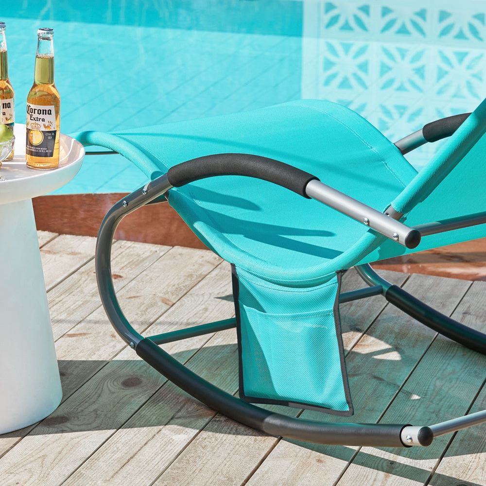 Verstelbare Tuinlounger – Verstelbare Loungestoel – Buitenstoel – Loungechair – Met Opbergzak – Met Metalen Frame – Weerbestendig Ademend Materiaal