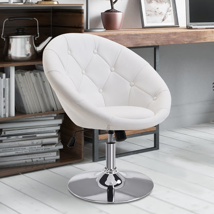Bureaustoel – Werkstoel – Draaistoel – Bureaustoel Met Wielen – Bureaustoel Verstelbaar – 360 Graden Draaibaar – Metalen Frame – Comfortabele Katoenen Zitting – Wit