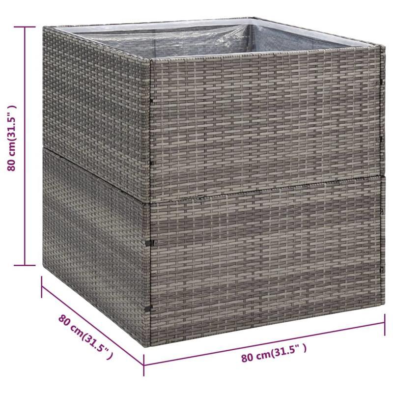 Bloemenrek – Bloemenstandaard – Plantenrek – Plantentafel – Plantenhouder – Polyrattan – Weerbestendig – 80x80x80 cm – Grijs