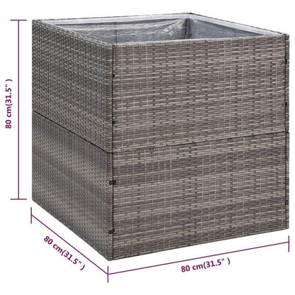 Bloemenrek – Bloemenstandaard – Plantenrek – Plantentafel – Plantenhouder – Polyrattan – Weerbestendig – 80x80x80 cm – Grijs