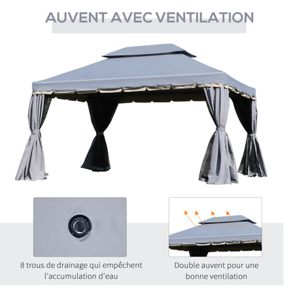 Tuinpaviljoen – Tuinhuis – Prieel – Pergola – Overkapping – Lichtgewicht Aluminium Frame – 4x3 Meter Met Muskietennetten