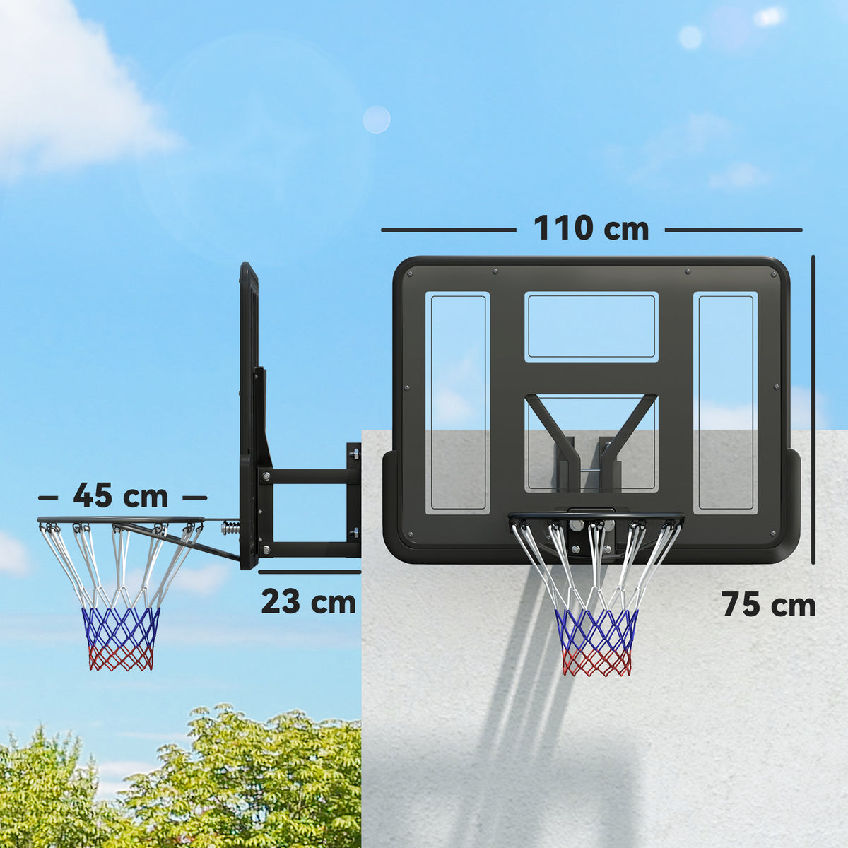 Basketbalring – Basketbalhoepel – Basketbalnet – Basketbalbord – Basketbalframe – Weerbestendig – Scheurbestendig Net – Zwart Design
