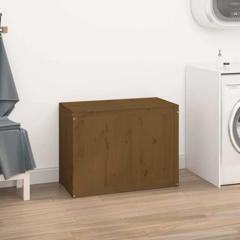 Houten kist – Opbergkist – Opbergbox – Houten krat – Bergruimte – Massief dennenhout – Honingbruin – 88,5 x 44 x 66 cm – Stevige constructie – Handgemaakt rustiek design