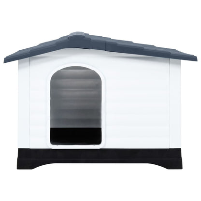 Hondenkennel – Hondenhok – Hondenbench – Huisdierkennel – Buitenkennel – Weerbestendig Polypropyleen – Ventilatieopening – Grijs – 90,5x68x66 cm