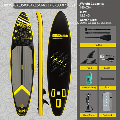 Paddleboard – SUP Board – Opblaasbaar Paddle Board – Stand Up Paddle – SUP – Zwart – Duurzaam PVC – Wave Shadow Design 320x81 cm