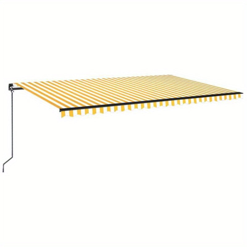Terrasdoek – Balkonzeil – Zonnescherm – Schaduwdoek – Uitschuifbare Luifel – Geel Wit – Verstelbaar 500x350 cm – Duurzaam Metaal & Stof