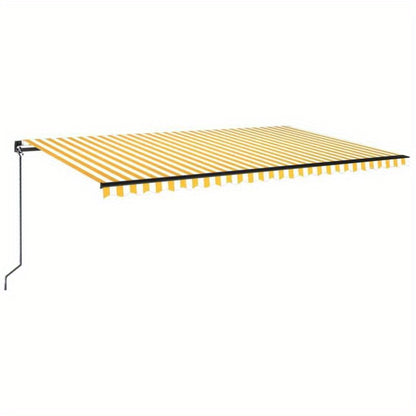 Terrasdoek – Balkonzeil – Zonnescherm – Schaduwdoek – Uitschuifbare Luifel – Geel Wit – Verstelbaar 500x350 cm – Duurzaam Metaal & Stof