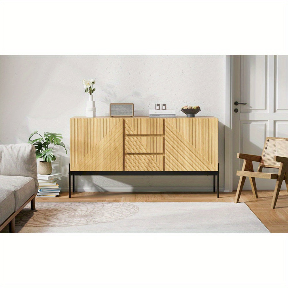 Tv-meubel – TV-kast – Sideboard – Dressoir – Meubel – Metalen Poten – 140x75x40 cm – Natuurlijke Kleur