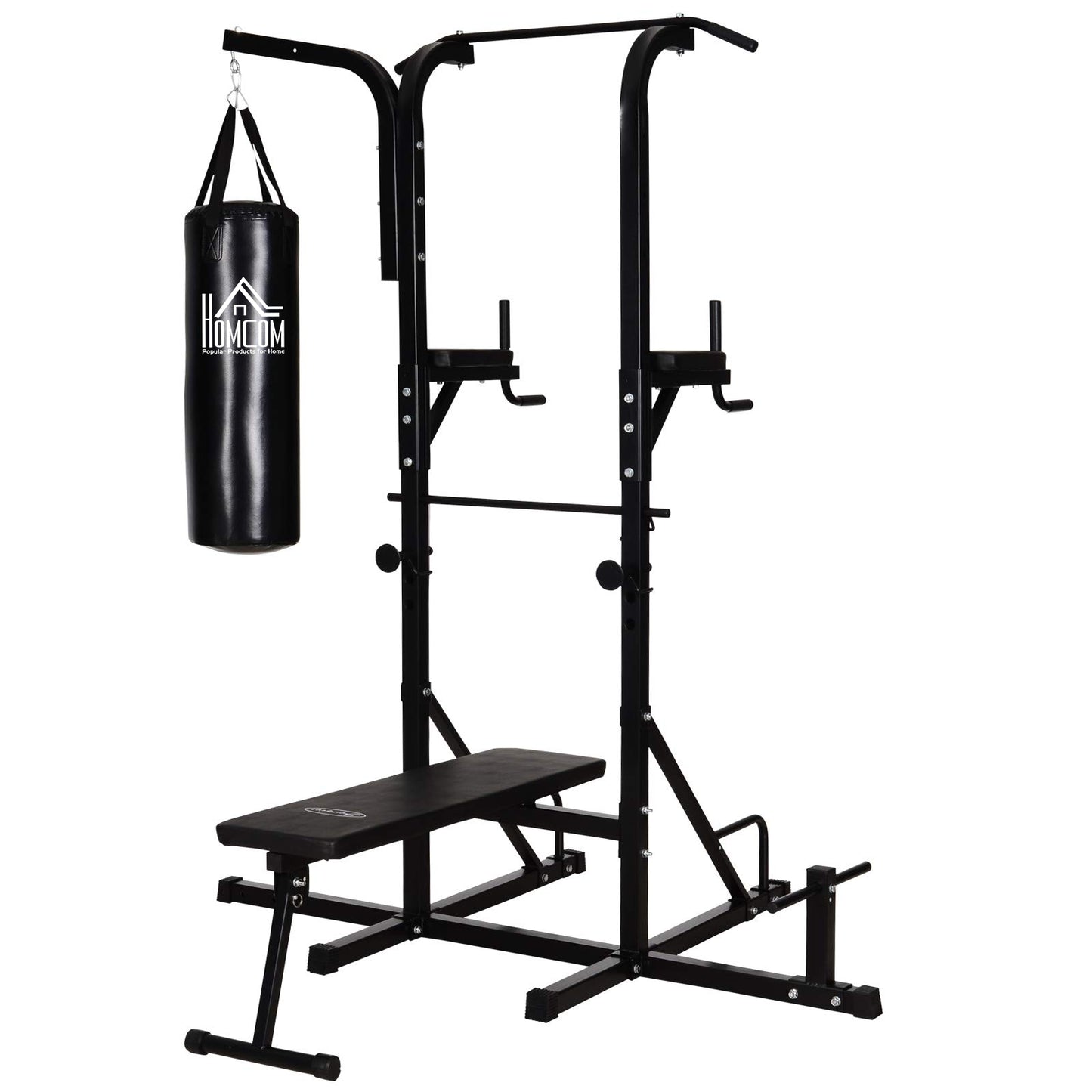 Multifunctioneel Trainingsstation – Pull-Up Bar – Dip Station – Fitnessapparaat – Thuisgym – Inclusief Punching Bag – Versterkt Staal – Compact 180x183x219 cm