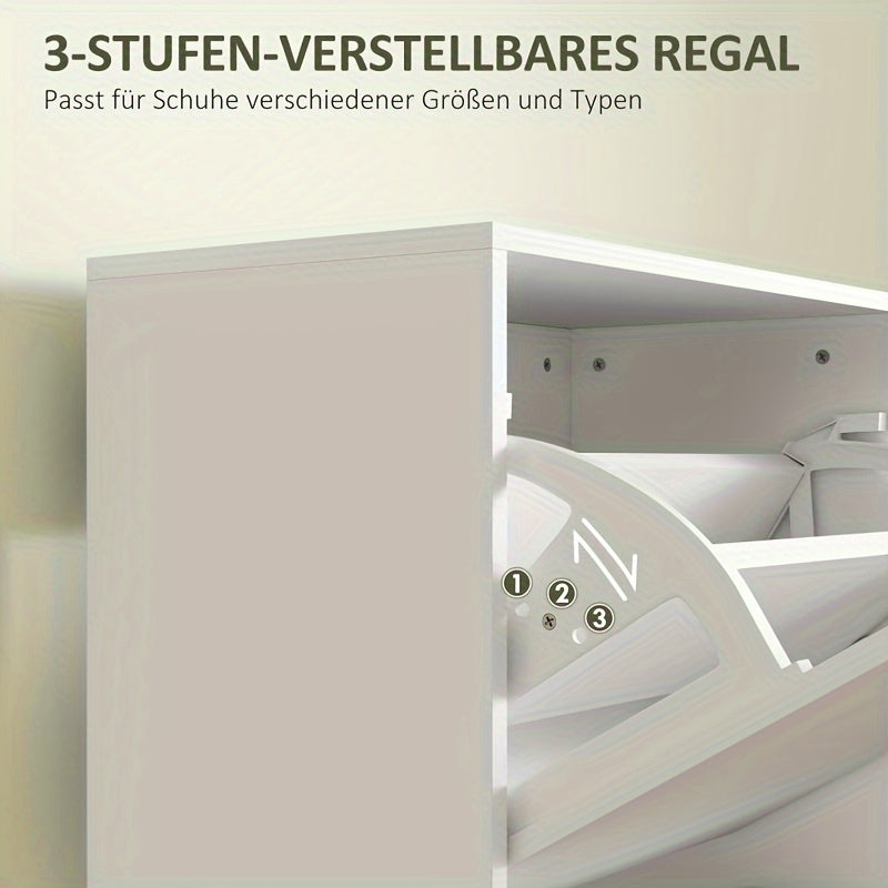 Schoenenkast – Schoenrek – Schoenopberger – Schoenkastje – Schoenenbak – Modern – Smal – Verstelbaar – 12 Paar – Wit – Metaal – 47x26x120 cm