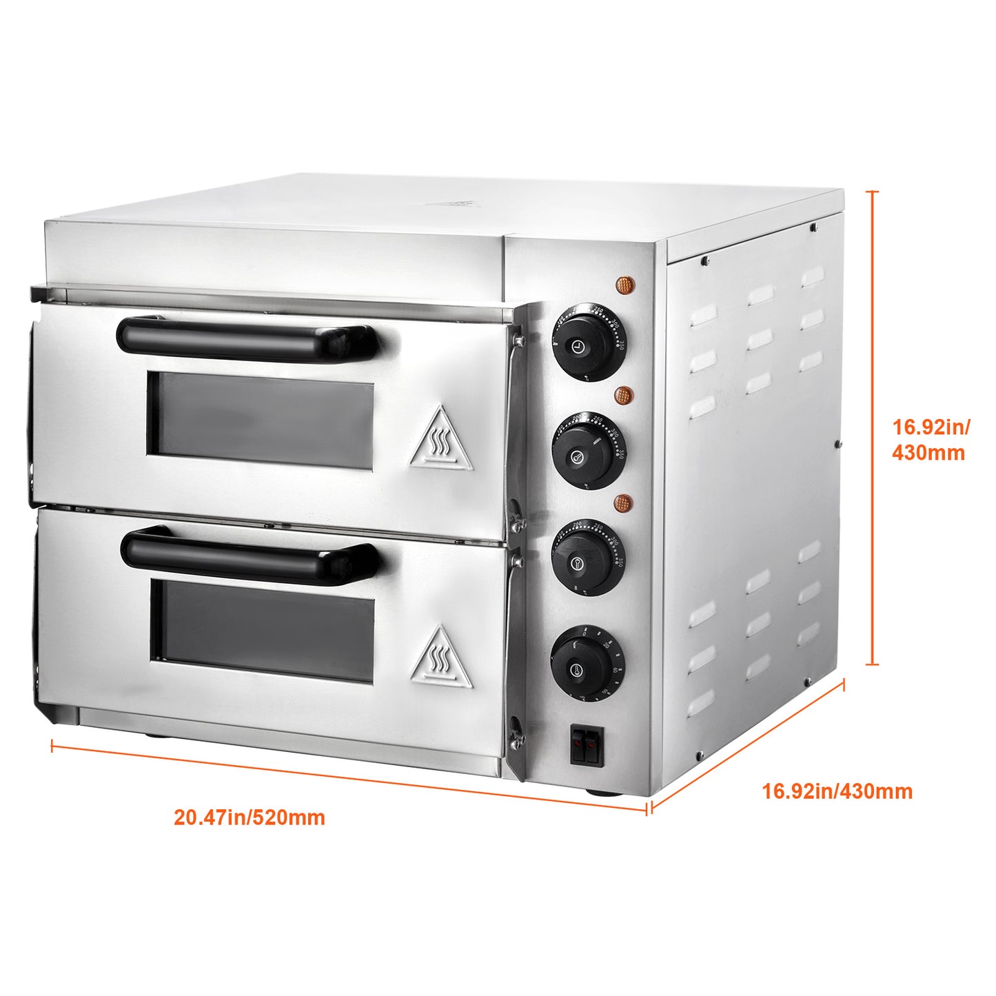 Pizzaoven – Elektrische Oven – Pizzamaker – Gourmetoven – Bakoven – RVS Roestvrij Staal – 356 mm Bakoppervlak – Vier Instelbare Knoppen
