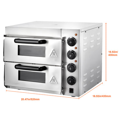 Pizzaoven – Elektrische Oven – Pizzamaker – Gourmetoven – Bakoven – RVS Roestvrij Staal – 356 mm Bakoppervlak – Vier Instelbare Knoppen