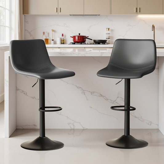 Barkrukken – Barstoelen – Keukenstoelen – Barkruk Set – Draaibare Krukken – Verstelbare Hoogte – Nepleer Grijs – Met Metalen Frame En Chroom Voetsteun