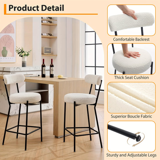 Barkrukken – Barstoelen – Keukenstoelen – Huisbarstoelen – Barkrukken Met Rugleuning – Set Van 2 – Stevig Metalen A-Frame – Comfortabele Gecushionde Zitting – Zithoogte 66 cm