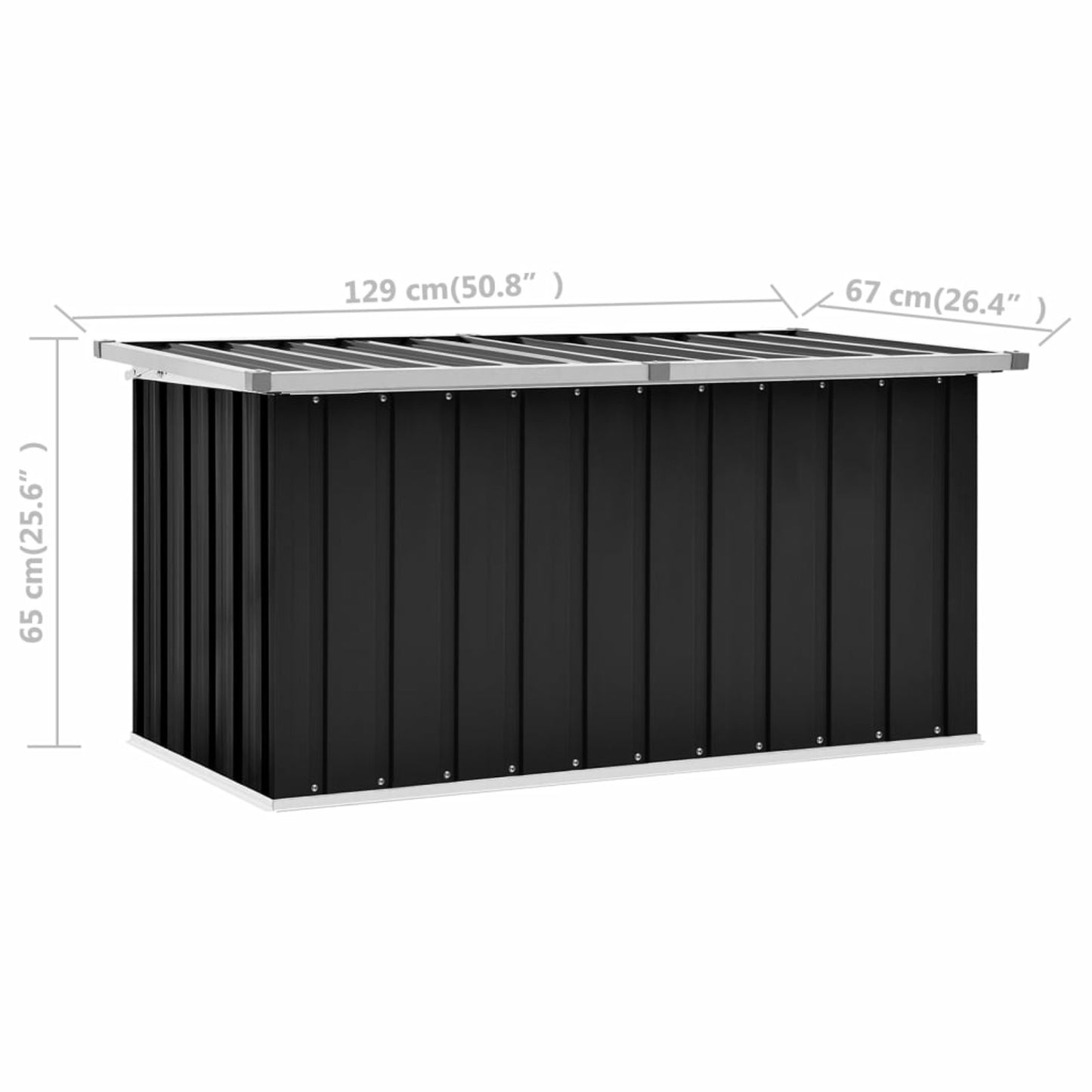 Tuinkist – Tuinkussenbox – Tuinopbergbox – Tuinbox – Opbergbox – Gecoat Metaal & Synthetisch Materiaal – 129x67x65 cm
