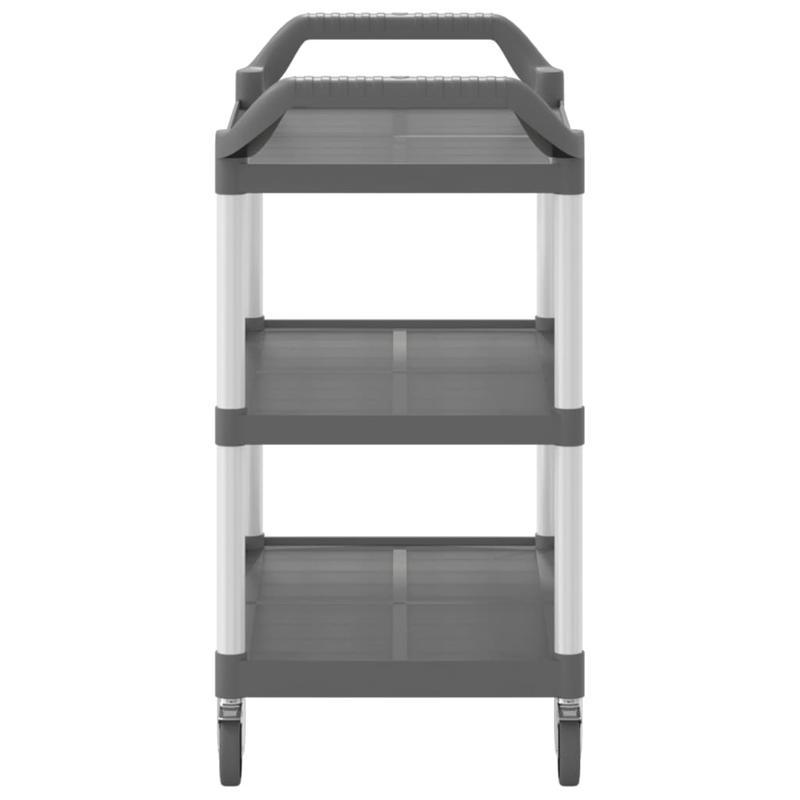 Keukentrolley – Opbergtrolley – Serveerwagen – Keukenwagen – Trolley met 3 Niveaus – Aluminium – 99x50x96 cm – Stevige Wielen met Rem