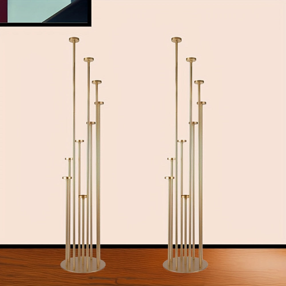Gouden Kandelaar – Kaarshouder – Candelabra – Waxinehouder – 9-armige Kandelaar – Set van 2 – Metaal – Antiroest Met Fluwelen Bodem