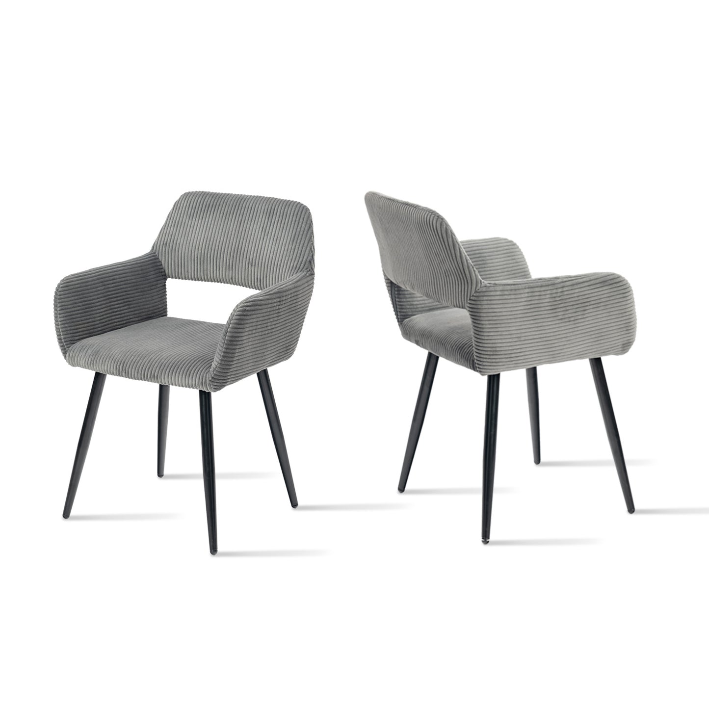 Eetkamerstoel – Stoel – Kuipstoel – Zitstoel – Dining Chair – Scandinavisch Design – Fluwelen Bekleding – Metalen Poten – Donkergrijs – 56x56x78 cm