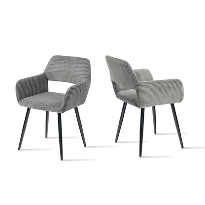 Eetkamerstoel – Stoel – Kuipstoel – Zitstoel – Dining Chair – Scandinavisch Design – Fluwelen Bekleding – Metalen Poten – Donkergrijs – 56x56x78 cm