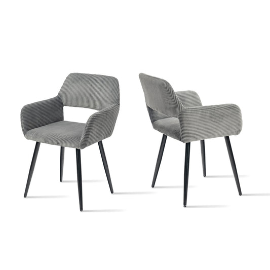 Eetkamerstoel – Stoel – Kuipstoel – Zitstoel – Dining Chair – Scandinavisch Design – Fluwelen Bekleding – Metalen Poten – Donkergrijs – 56x56x78 cm