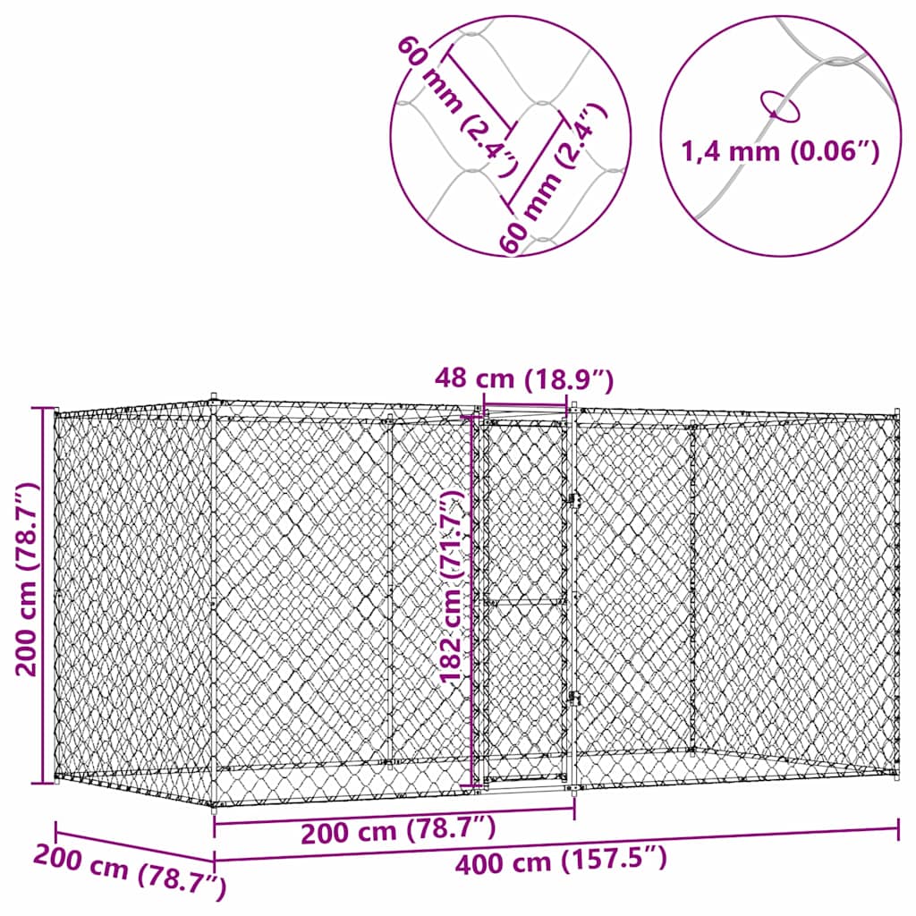 Hondenren – Puppyren – Hondenkennel – Omheining – Kennel – Gegalvaniseerd Staal – 4x2x2 Meter – Weerbestendig & Ruim Voor Grote Honden