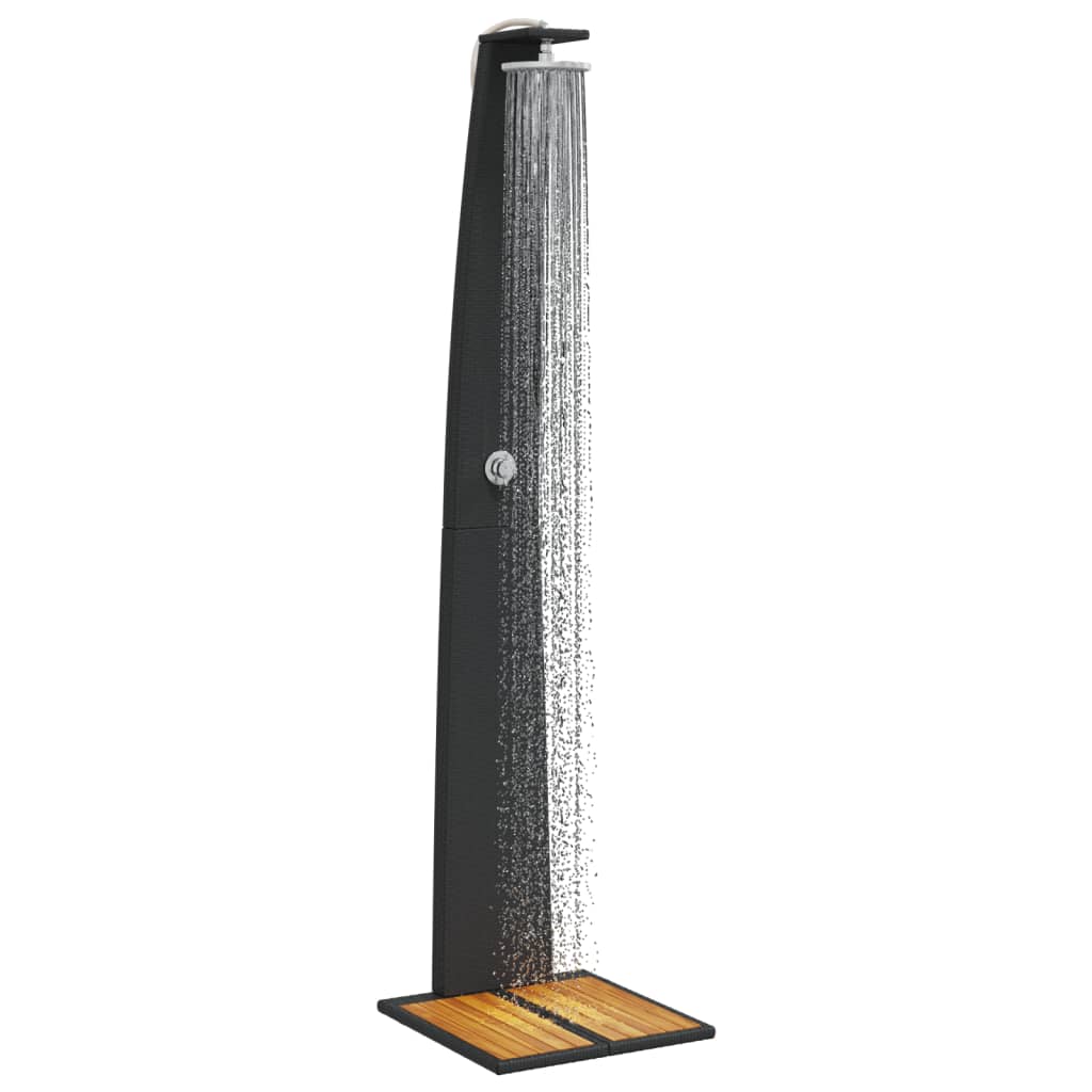 Buitendouche – Tuindouche – Vrijstaande Douche – Zwembad Douche – Outdoor Shower – Weerbestendig PE Rattan – Stevige Acaciahouten Basis Grijs