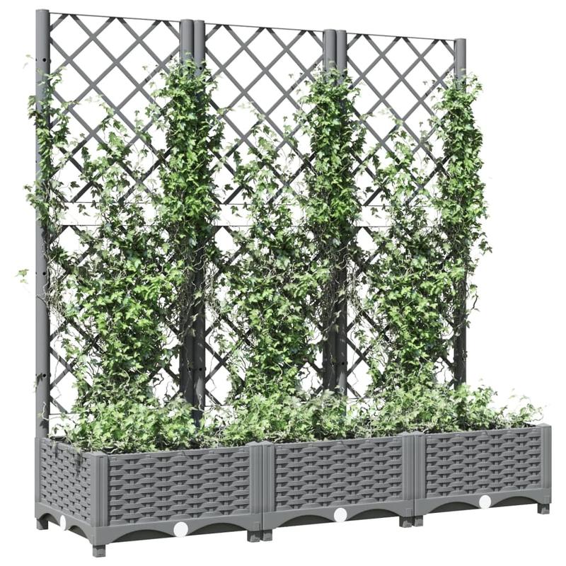 Dubbele Plantenhouder – Plantenbak – Bloembak – Kruidenbak – Tuinbak – Lichtgrijs – Stevig Materiaal – Comfortabele Werkhoogte – 120x40x121,5 cm
