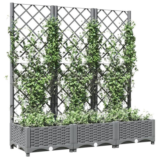 Dubbele Plantenhouder – Plantenbak – Bloembak – Kruidenbak – Tuinbak – Lichtgrijs – Stevig Materiaal – Comfortabele Werkhoogte – 120x40x121,5 cm
