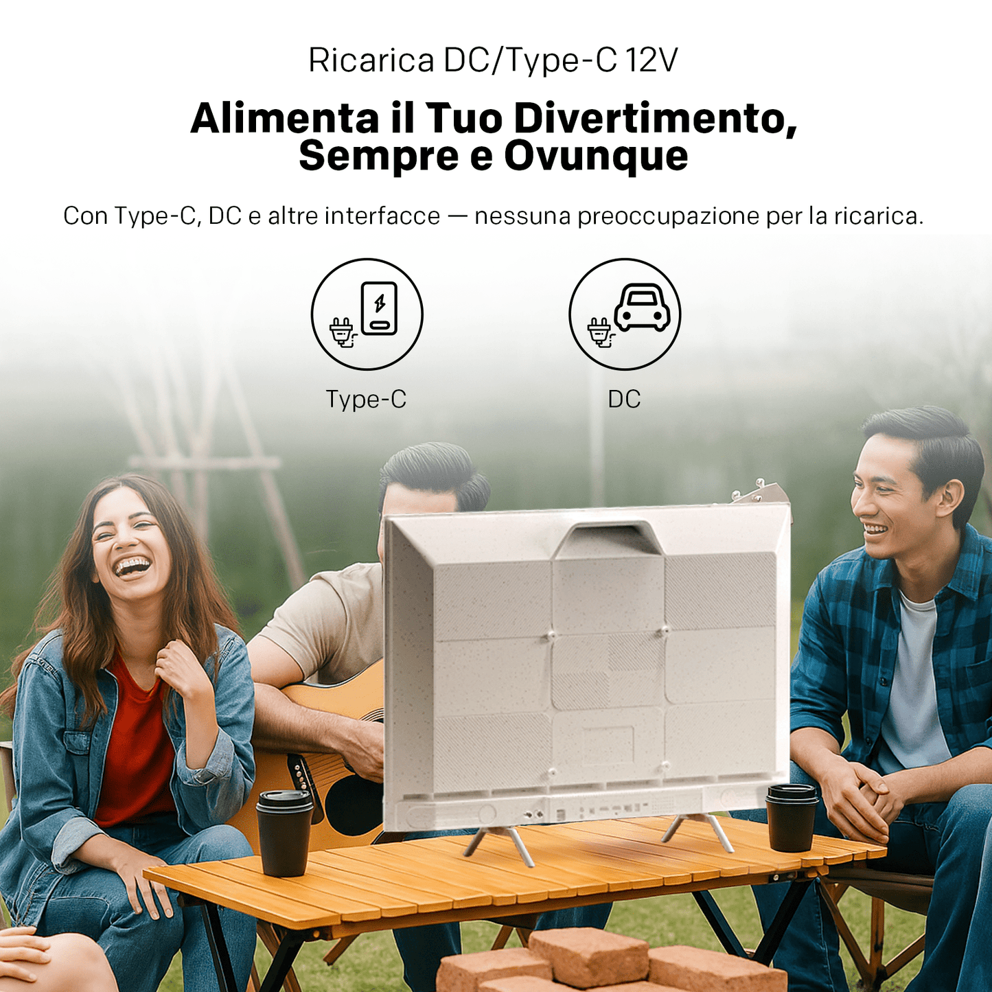 32” QLED Smart TV – Draagbare Televisie – HD Monitor – Mobiele TV – Compact Scherm – Handvat – Google TV – HDR10 Display – Bluetooth Geluid