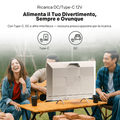 32” QLED Smart TV – Draagbare Televisie – HD Monitor – Mobiele TV – Compact Scherm – Handvat – Google TV – HDR10 Display – Bluetooth Geluid