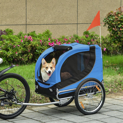 Fietskar Honden – Hondenkar – Hondenaanhanger – Hondenbuggy – Huisdierenkar – Met 8 Reflectoren – Waterdicht Oxford Stof – Blauw/Zwart
