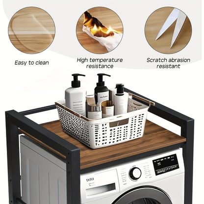 Wasmachine Rek – Wasmachine Ombouw – Wasmachine Kast – Droger Rek – Opbergrek – Zwart Metaal – Stabiel 350 kg Draagvermogen – Ruimtebesparend Stapelbaar Design