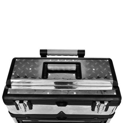 Gereedschapswagen – Werkplaatswagen – Gereedschapstrolley – Werkbank Trolley – Gereedschapskast – Mobiel met 4 Wielen – Stevig RVS & Kunststof – Afsluitbare Lades 56,5x35x77-92 cm