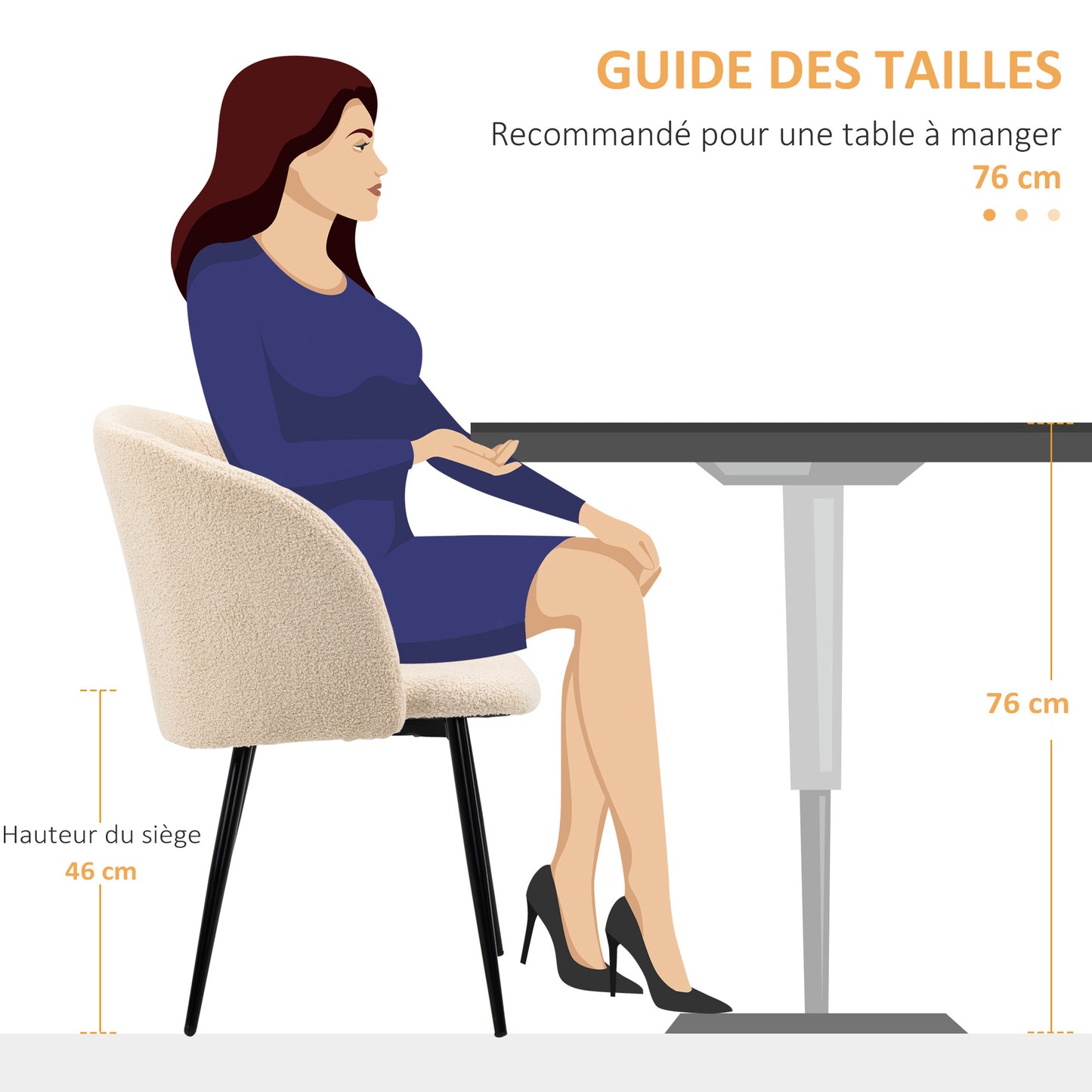 Eetkamerstoel – Stoel – Keukenstoel – Dining Chair – Zitmeubel – Set van 2 – Beige Stof – Zwart Stalen Poten – Ergonomisch Comfort – 55x62x80 cm