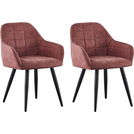 Eetkamerstoel – Kuipstoel – Stoel – Keukenstoel – Set Van 2 – Kunstfluweel Bekleding – Metalen Poten – Comfortabel & Duurzaam – Zithoogte 82 cm