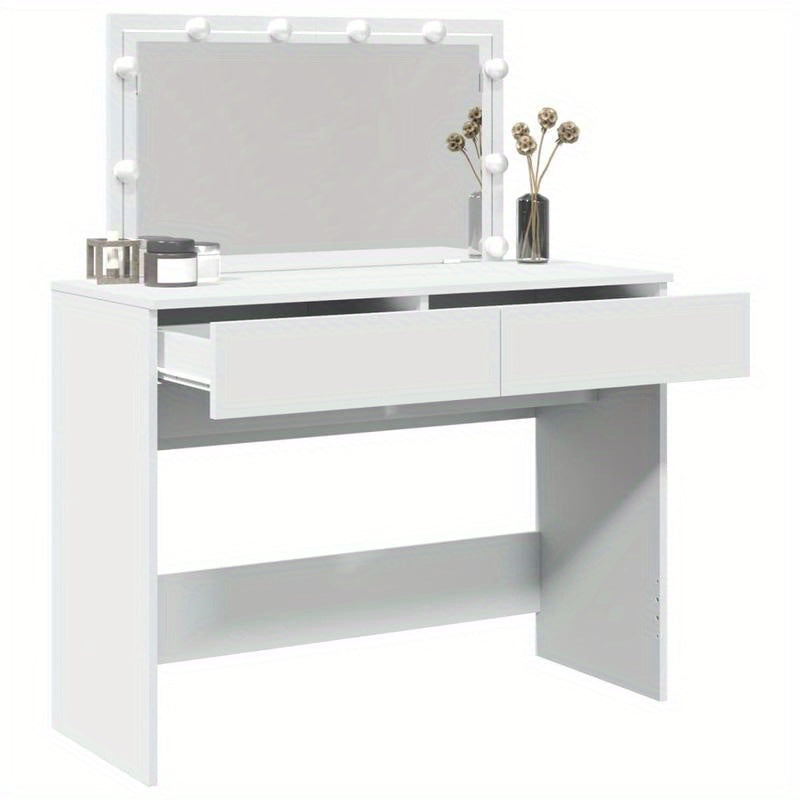 Kaptafel – Make-up Tafel – Cosmeticatafel – Schminktafel – Dressing Table – Wit – Houten Frame – Compact 100x40x120 cm – Geen Elektriciteit Nodig