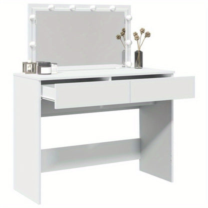 Kaptafel – Make-up Tafel – Cosmeticatafel – Schminktafel – Dressing Table – Wit – Houten Frame – Compact 100x40x120 cm – Geen Elektriciteit Nodig