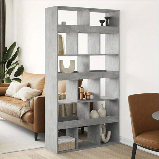 Ruimteverdeler – Kamerscherm – Scheidingswand – Bureauwand – Interieurafscheiding – Betongrijs – Hoogwaardig Hout – Compact Formaat 100x33x187,5 cm