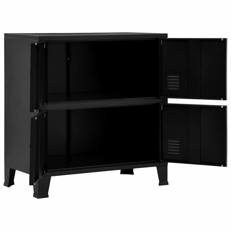 Heavy-Duty Industrial Storage Cabinet - Large Organizer with Open Front Compartments, Sturdy Steel Construction, Space-Saving Design for Garage, Workshop, Home, Warehouse - Black (75x40x80cm/29.5x15.7x31.5in) - Ideal for Tool