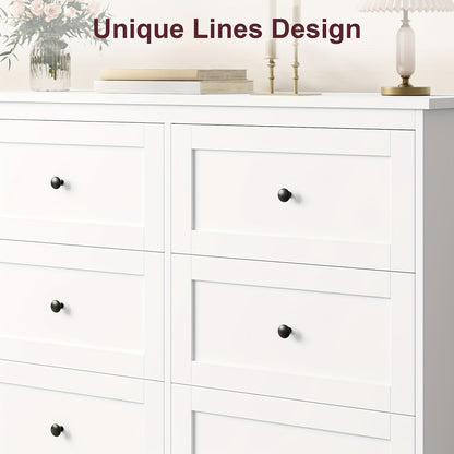 Ladekast – Ladenkast – Dresser – Opbergkast – Kledingkast – Wit – 6 Lades – Duurzaam Hardhout – Ruime Opbergruimte 3,2+ m³