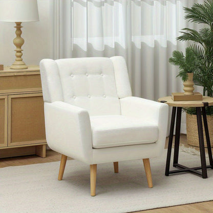 Loungezetel – Fauteuil – Loungestoel – Relaxstoel – Zetel – Teddyfleece Bekleding – Robuuste Houten Poten – Hoog Zitcomfort