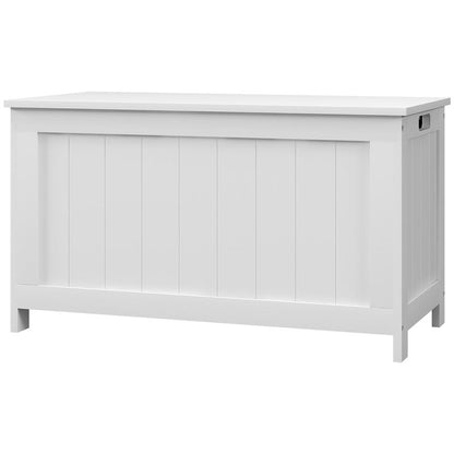 Large White MDF Storage Chest with Flip-Top Lid & 2 Sturdy Handles - 81x40x46cm Multi-Purpose Toy Box, Organizer for, Clothes, Blankets - Durable Rectangular Furniture for Bedroom, Playroom, Home Organization - Modern Design