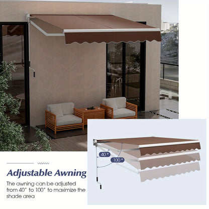 Zonnescherm – Zonwering – Terrasoverkapping – Uitvalscherm – Inklapbaar – Koffiekleur – 295x250 cm – Aluminium Frame