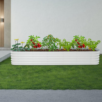 Verhoogde Plantenbak – Verhoogd Moestuinbed – Kweekbak – Bloembak – Plantenbak Op Poten – Metalen Staalconstructie – 285x60x43 cm – Weerbestendig Wit
