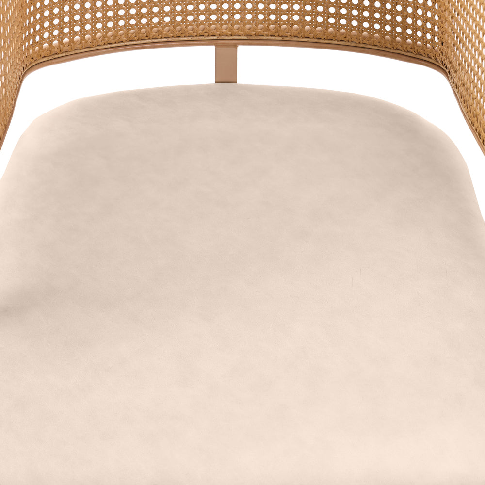 2 Dining Room Chairs in Rattan with PU Leather Cushions, Combining Comfort And Breathability with Modern Minimalist Style. Suitable for Dining Room, Living Room And Cafe., Dining Table Chairs, Kitchen Table And Chairs Set, Ch