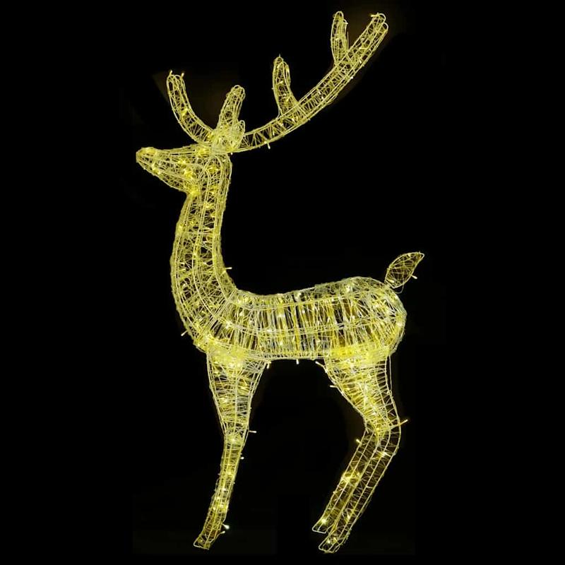 Rendierbeeld – Kerstdecoratie – Tuindecoratie – Sfeerverlichting – Ornament – Hoogwaardig Acryl – Weerbestendig – 180 cm – Warm Wit Licht – Set van 3