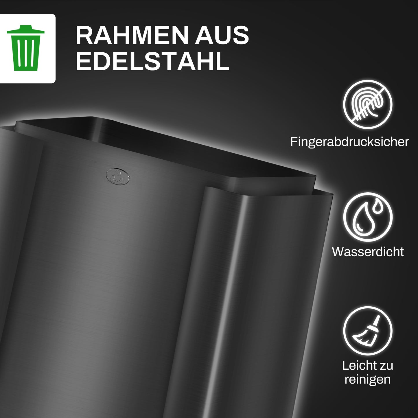 Afvalbak – Prullenbak – Vuilnisbak – Afvalcontainer – Recyclingbak – 3 x 15L Compartimenten – Vingerafdrukbestendig RVS – Soft-Close Deksels – Deodorantventilatie – Uitschuifbare Binnenbakken – Zwart