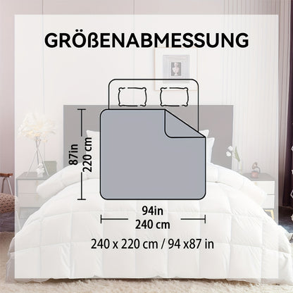 Premium Winter White Goose Down Duvet With 3D Baffle Box & Gusseted Design - 800FP White Goose Down & Feathers, Lightweight And Fluffy Bed Cover For Cold Nights, Elegant Bedding For All Seasons, Goose Down Comforter (220×240