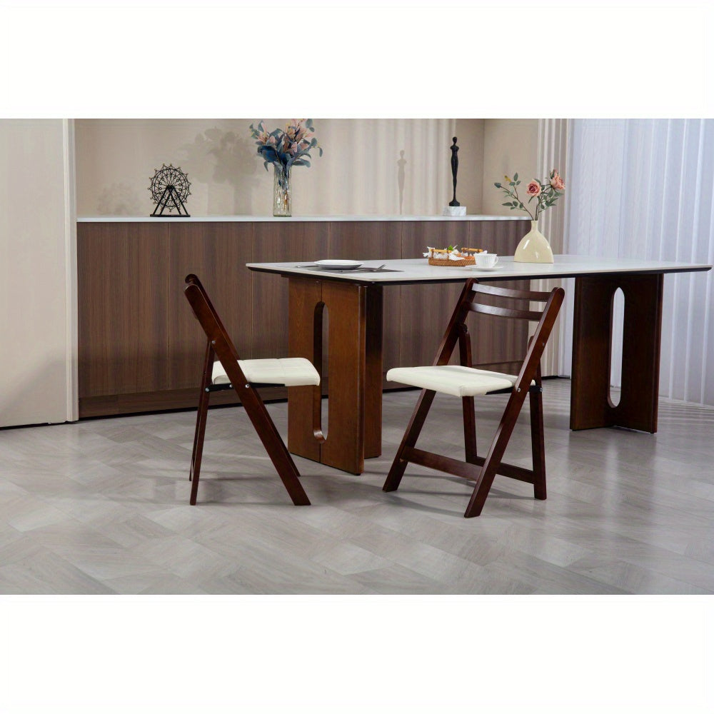Moderne Opvouwbare Eetkamerstoel – Klapstoel – Ruimtebesparende Stoel – Vouwstoel – Flexibele Zitplaats – Stevige A-Frame Constructie – Comfortabele Witte Kussenzitting