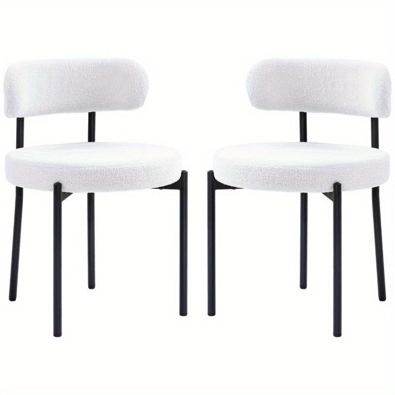 Eetkamerstoelen – Stoelen – Dining Chairs – Zithoekstoelen – Bistro Stoelen – Set van 2 – Zachte Fleece Bekleding – Stevige Metalen Poot